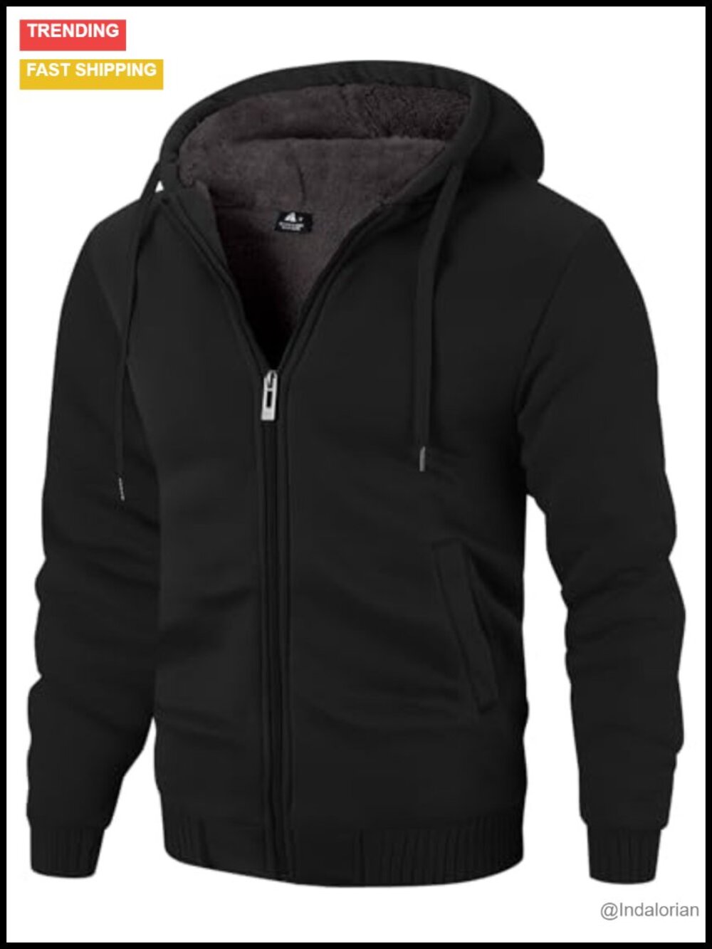 Heavyweight Fleece Sherpa Lined Zip Up Hoodie Warm Winter Jacket